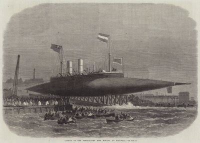 Lanzamiento del yate de vapor Ross Winans, en Millwall de Edwin Weedon